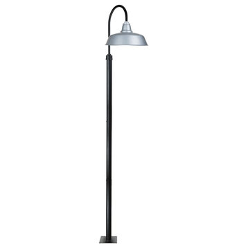 Cocoweb 10" Farmhouse LED Street Lamp in Galvanized Silver With 11' Tall Post