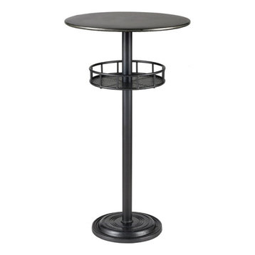 Round Bar Table, Dark Pewter/Galvanized Steel, Pedestal Base