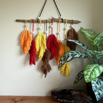 Handmade Abstract Autumn Leaf Macramé Wall Hanging