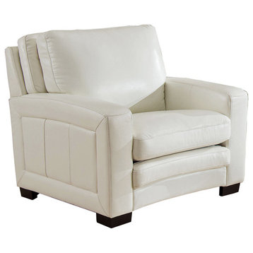 Joanna Leather Craft Chair, Ivory White