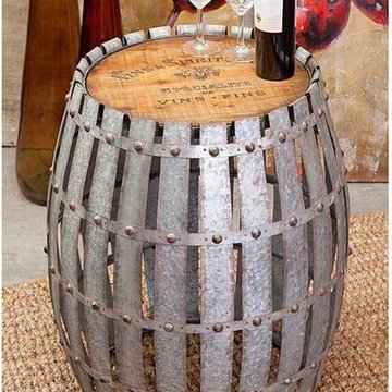 Imax Worldwide Gibbs Wood and Metal Barrel