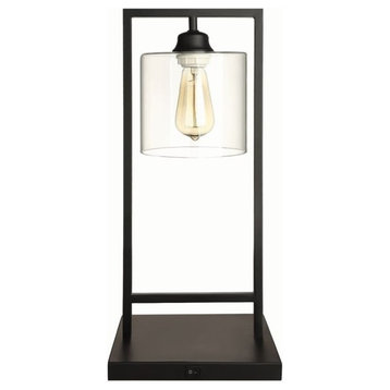 Coaster Contemporary Metal Table Lamp with Glass Shade in Black