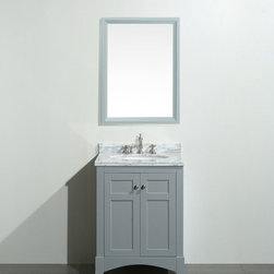 24 inch Gray Bathroom Vanity, with Marble Carrera Top - Bathroom Vanities And Sink Consoles