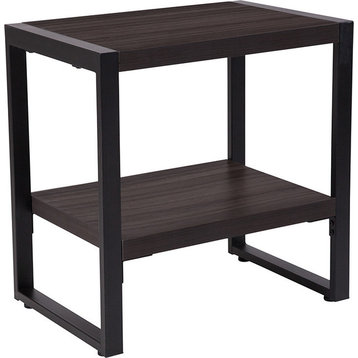 Thompson Collection Charcoal Wood Grain Finish End Table With Black Metal Frame