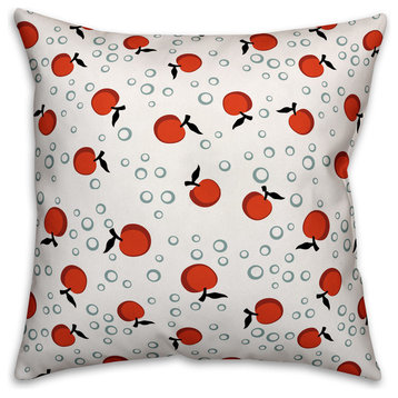 Whimsical Cherry Pattern, Red Throw Pillow Cover, 20"x20"