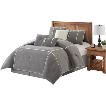 Arvada 7 Piece Comforter Set, Grey, Queen