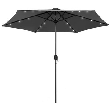 vidaXL Outdoor Umbrella Patio Sunshade Parasol with Solar LEDs Anthracite