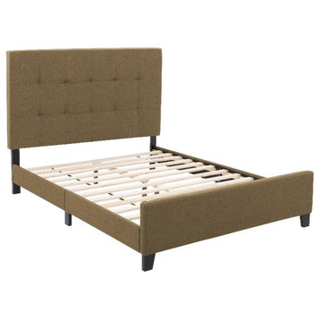 CorLiving Ellery Full Size Clay Brown Contemporary Fabric Tufted Bed with Slats