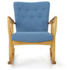 GDF Studio Collin Mid Century Fabric Rocking Chair, Muted Blue