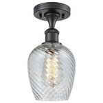 Innovations Lighting - Salina LED Semi-Flush Mount, 11", Matte Black, Glass: Clear Spiral Fluted - A truly dynamic fixture, the Ballston fits seamlessly amidst most decor styles. Its sleek design and vast offering of finishes and shade options makes the Ballston an easy choice for all homes.