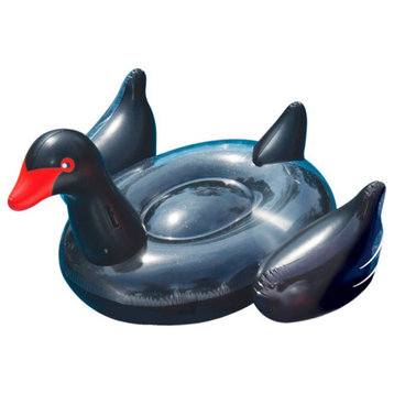 Inflatable Black Giant Swan Swimming Pool Ride-On Float Toy 75"