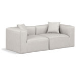 Meridian Furniture - Cube Upholstered Modular Sofa, Cream, 2-Piece: 2 Corner Chair, Vegan Leather - Elevate your space with the luxurious Cube Vegan Leather Modular Sofa. This modular sofa exudes modern elegance, charm, and comfort making it a perfect addition to any contemporary living space. Its clean lines and cube shape are reminiscent of minimalist design, while the plush cream vegan leather upholstery adds a touch of luxury and sophistication. The chair's versatile construction and geometric aesthetic seamlessly integrate into various design styles, from sleek living rooms to chic home offices, embodying the essence of modern design and creating a sense of order and tranquility in your space.