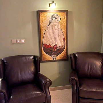 Nude Woman in Wine Glass Mosaic Art | Mozaico