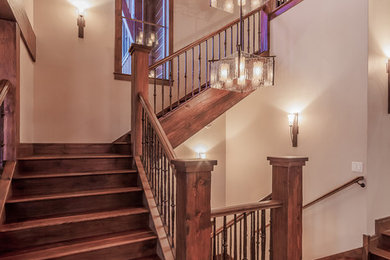 Example of a mountain style staircase design in Denver