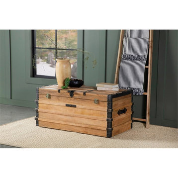 Coaster Simmons Traditional Wood Rectangular Storage Trunk in Natural and Black