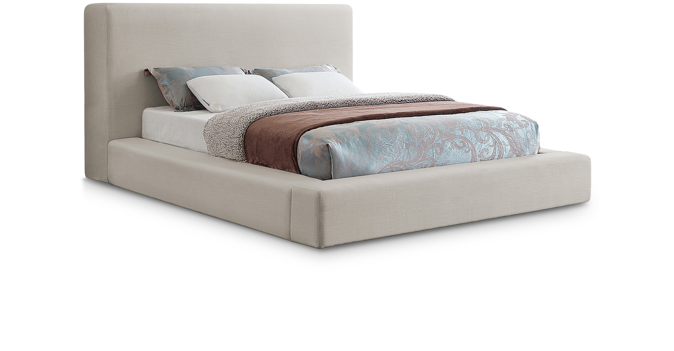 Devin Linen Textured Fabric Upholseterd Bed, King - Transitional ...