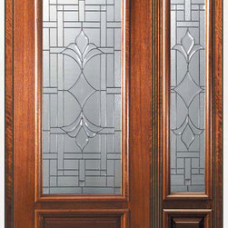 Pre-hung Sidelite Door 80 Mahogany Marsala 1 Panel 3/4 Lite Glass - Front Doors