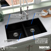 Karran 32" Undermount Double Bowl 50/50 Quartz Kitchen Sink Kit, Black