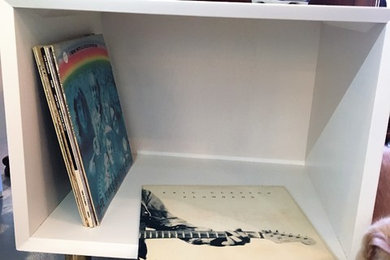 MCM nightstand into album storage piece! SOLD