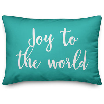 Joy To The World, Teal 14x20 Lumbar Pillow
