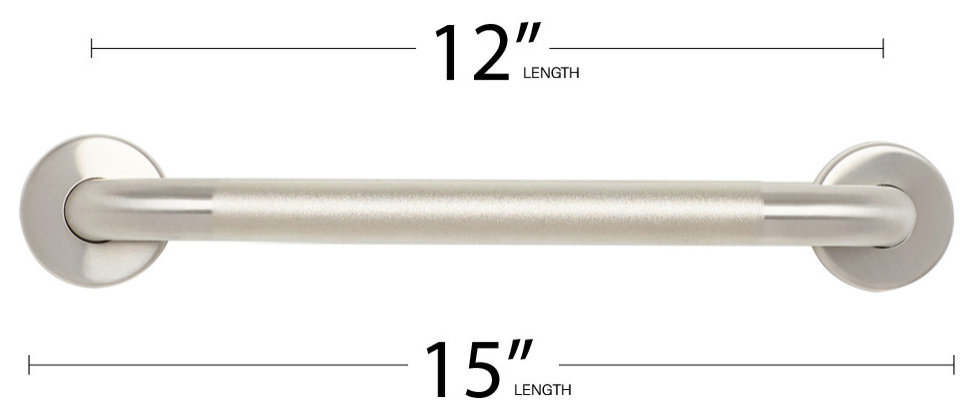 12" Stainless Steel Wall Mount Peened Bathroom Shower Grab Bar with Satin Ends