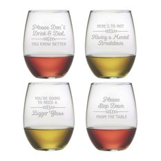 Wine Wisdom 4-Piece Stemless Wine Glass Set