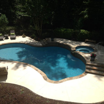 Atlanta Metro Custom Pool Renovations - Blue Lagoon PebbleTec with Blue Luminous