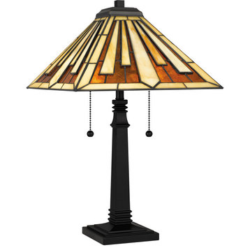 Quoizel TF5621MBK Tiffany 2 Light Table Lamp in Matte Black