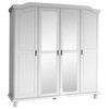 100% Solid Wood Kyle 4-Door Wardrobe Armoire With Mirrors, White