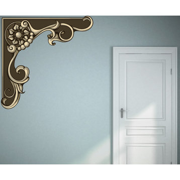 Floral Frame Vinyl Wall Decal FloralFrameUScolor034; 10 in.