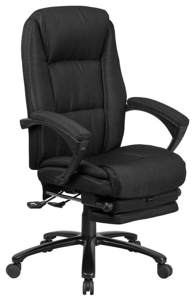 Mid-Back Navy Fabric Executive Swivel Office Chair with Nylon Arms