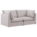 Meridian Furniture - Mackenzie Linen Textured Fabric Upholstered 2-Piece Modular Sofa, Beige - Mix and match the pieces from the Mackenzie series to create a beautiful seating group that's perfect for the whole gang. These exceptionally crafted sofas, sectionals, and other components are meant to be put together into an infinite number of configurations based on your particular needs and space requirements. Each is upholstered from top to bottom in soft durable linen textured in your choice of colors. Attach the pieces of your choice easily thanks to the included attachment latches.