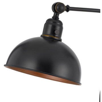 Benzara BM272206 25" Metal Curved Desk Lamp, Adjustable Shade, Bronze Black