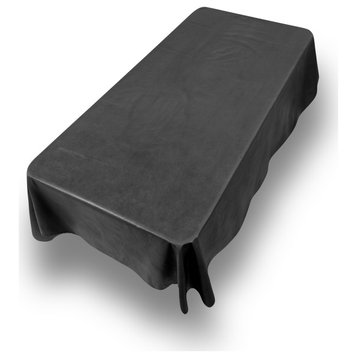 52'' x 90,'' Vinyl Tablecloth with Polyester Flannel Backing in Black