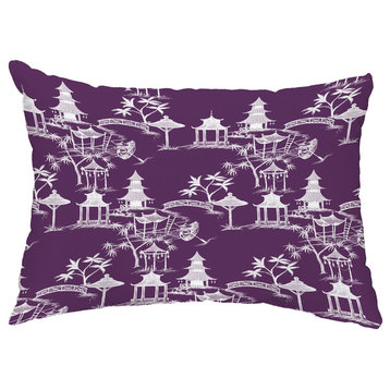 Chinapezka 14"x20" Floral Decorative Outdoor Pillow, Purple