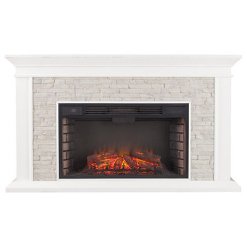 SEI Furniture Canyon Heights Faux Stone Electric Fireplace