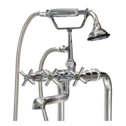 Contemporary Freestanding Tub Faucet, Supplies & Valves - Cross Handles - Bathtub Faucets