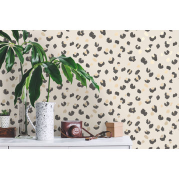 Painted Leopard Wallpaper, Cream, Sample