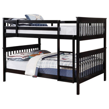 Benzara BM216173 Mission Style Full Bunk Bed with Attached Ladder, Black