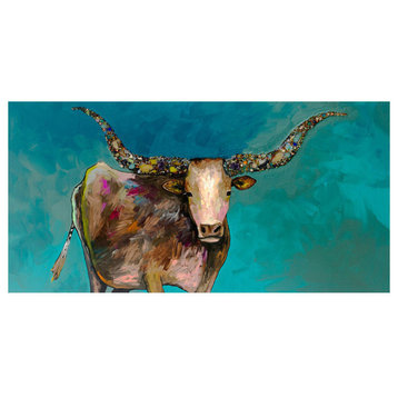 "Longhorn Geode With Tail" Stretched Canvas Art by Eli Halpin, 24"x48"