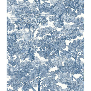 Chesapeake by Brewster 3115-12543 Spinney Blue Toile Wallpaper