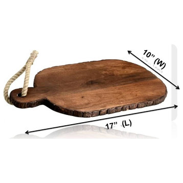 Mascot Hardware 17'' L X 10'' W Oval Wooden Bark Cutting Board With Handle