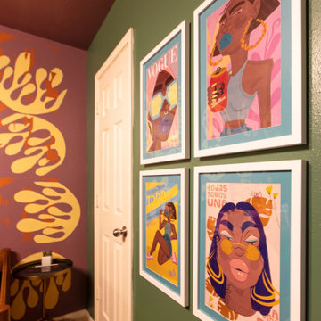 Gallery Wall featuring Colorful Pop Art in Tropical Guest Room