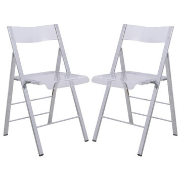 Leisuremod Menno Modern Acrylic Folding Chair, Set Of 2 Mf15Cl2