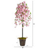 6' Cherry Blossom Artificial Tree, Decorative Metal Pail With Rope