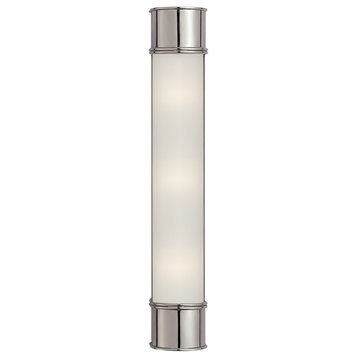 Oxford Bathroom Wall Sconce, 3-Light, Chrome, Frosted Glass, 24"H