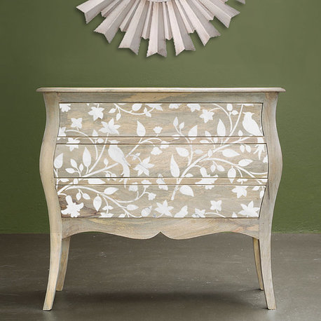 Birds on a Vine Furniture Stencil, DIY Pearl Inlay Designs for Furniture