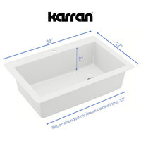 Karran Drop-In Quartz 33" 1-Hole Single Bowl Kitchen Sink, White