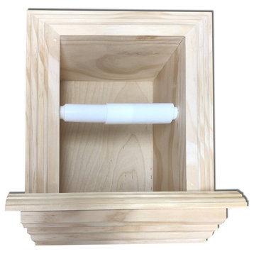Tampa Recessed Solid Wood Toilet Paper Holder 7 x 8.5, Unfinished