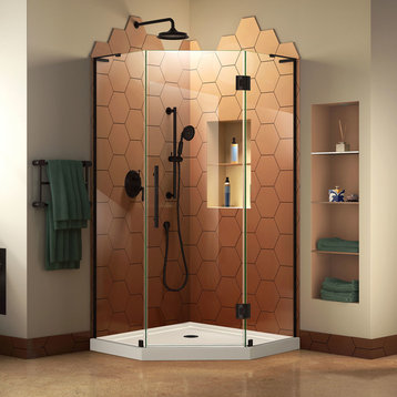 DreamLine Prism Plus 42" Neo-Angle Shower Enclosure in Satin Black with Base